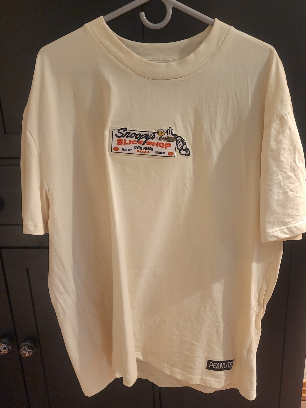 Peanuts Cream Short-Sleeve Tee with Snoopy Slice Shop Patch